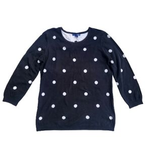 Basic Editions Black & White Polka Dot Clowncore Pullover Sweater